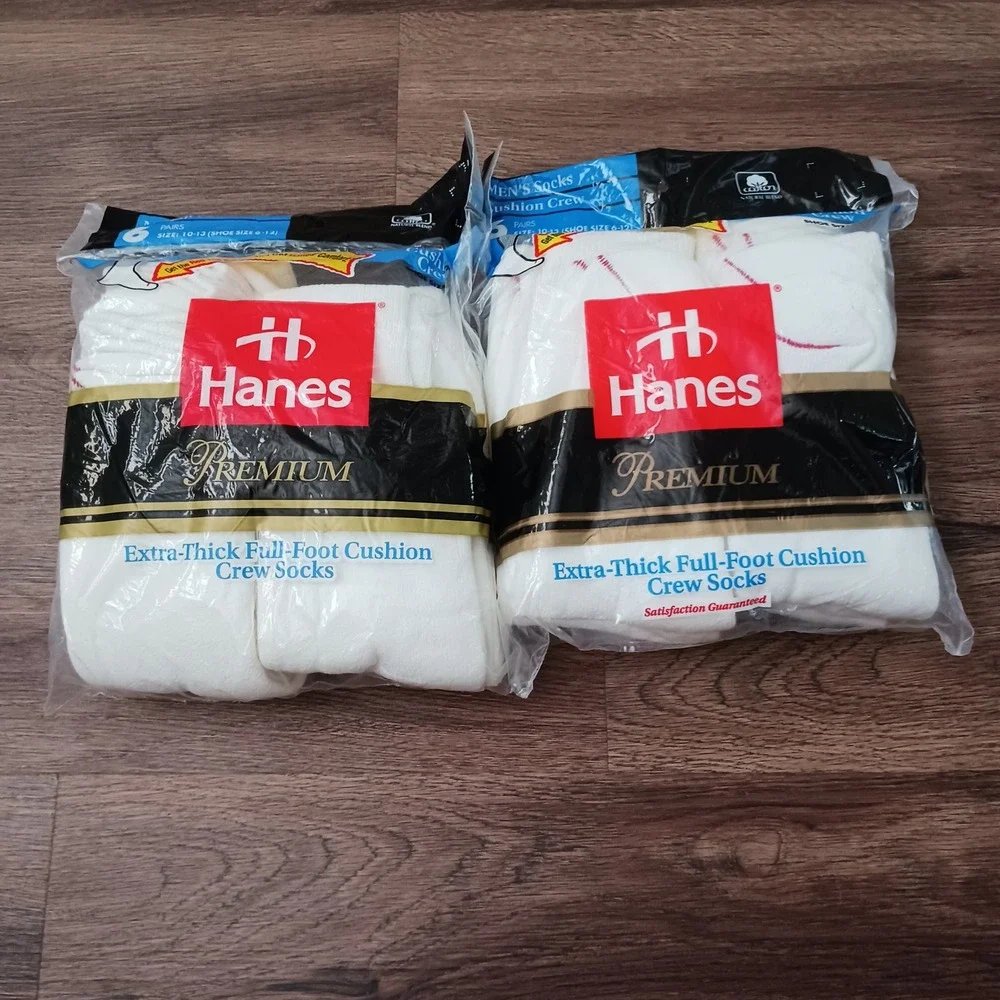 Vintage 1997 Hanes Premium Extra Thick Cushion Crew Socks Mens 10-13